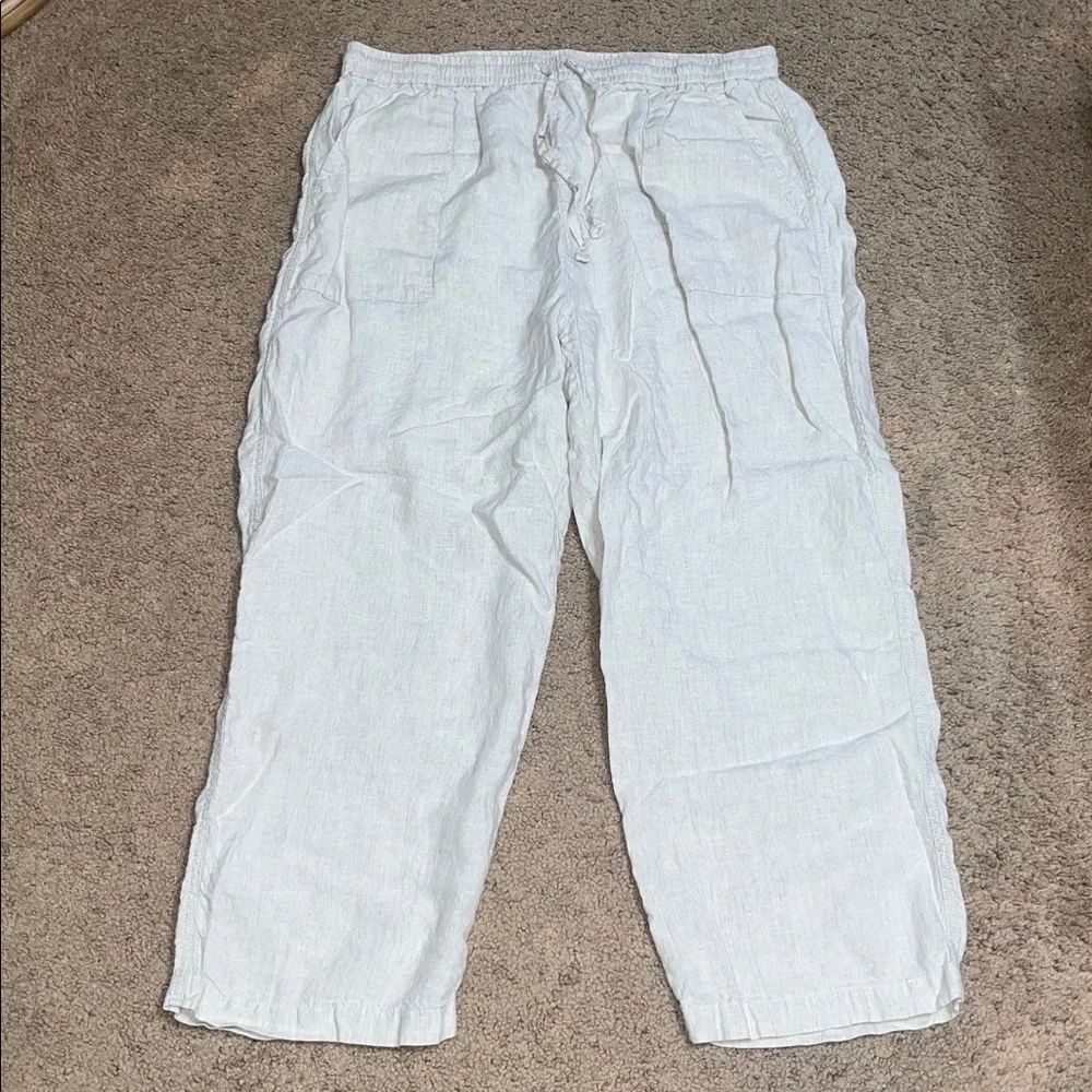 Banana Republic Linen Pull On Pant Relaxed Straight‎ Leg Natural XL